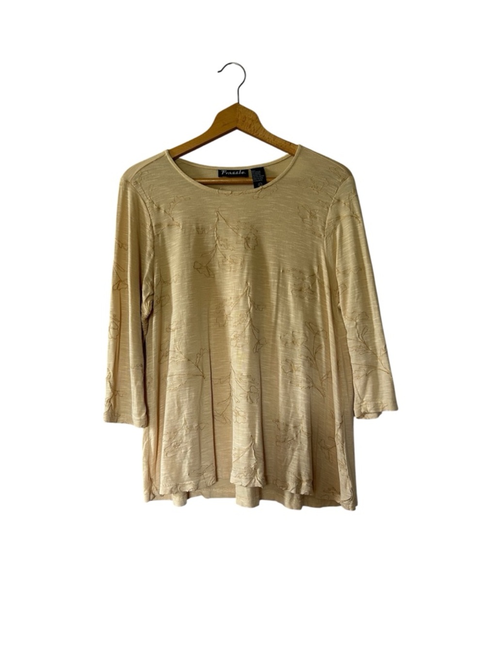 Cottagecore Floral Embroidered Top | Coastal Butter Yellow 3/4 Sleeve